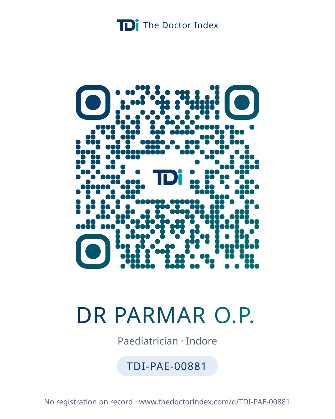 QR card for Dr Parmar O.P., TDI-PAE-00881