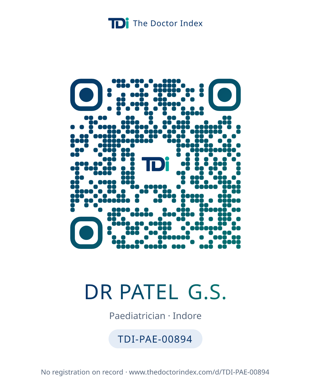 QR card for Dr Patel G.S., TDI-PAE-00894