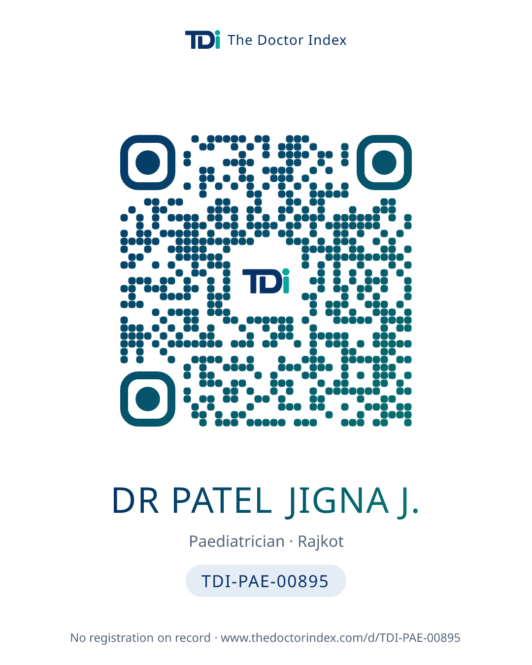 QR card for Dr Patel Jigna J., TDI-PAE-00895