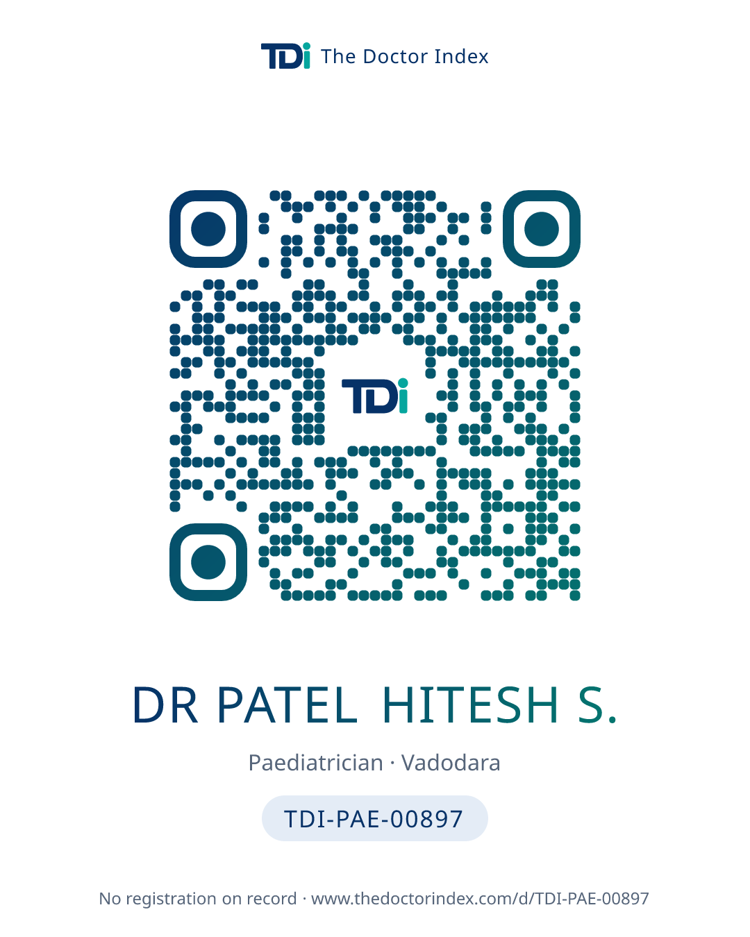 QR card for Dr Patel Hitesh S., TDI-PAE-00897