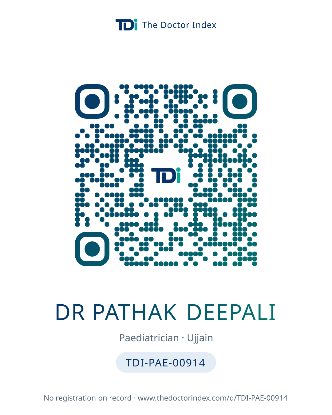 QR card for Dr Pathak Deepali, TDI-PAE-00914