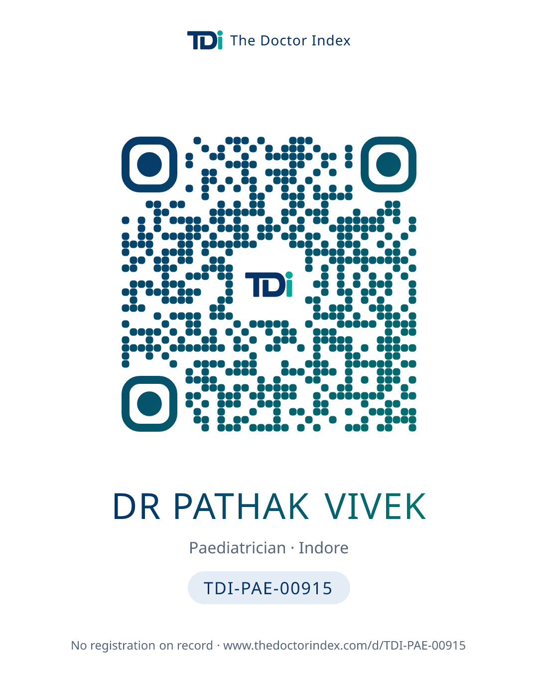 QR card for Dr Pathak Vivek, TDI-PAE-00915