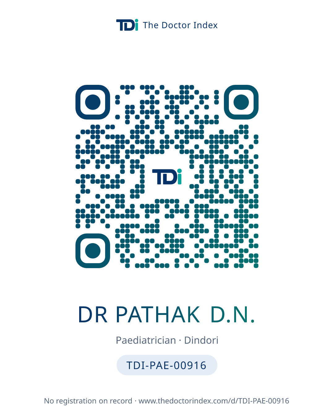 QR card for Dr Pathak D.N., TDI-PAE-00916