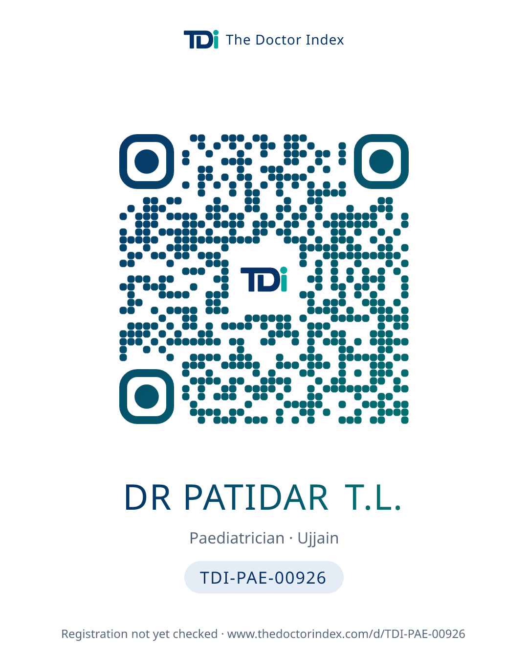 QR card for Dr Patidar T.L., TDI-PAE-00926