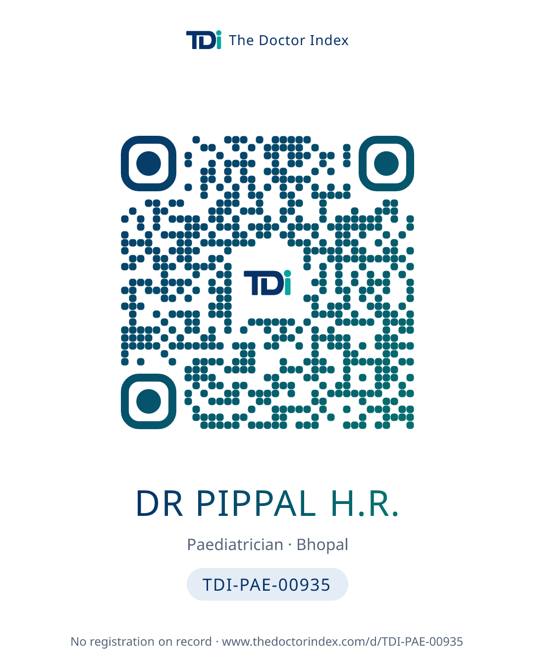 QR card for Dr Pippal H.R., TDI-PAE-00935