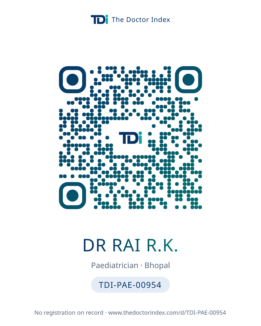 QR card for Dr Rai R.K., TDI-PAE-00954