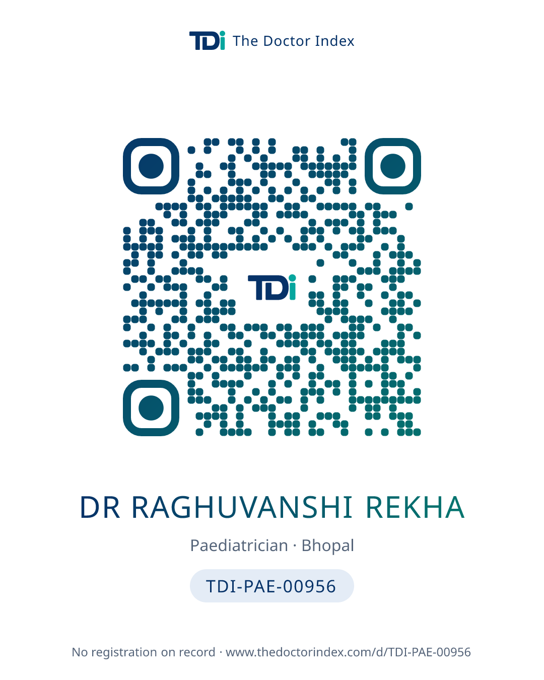 QR card for Dr Raghuvanshi Rekha, TDI-PAE-00956