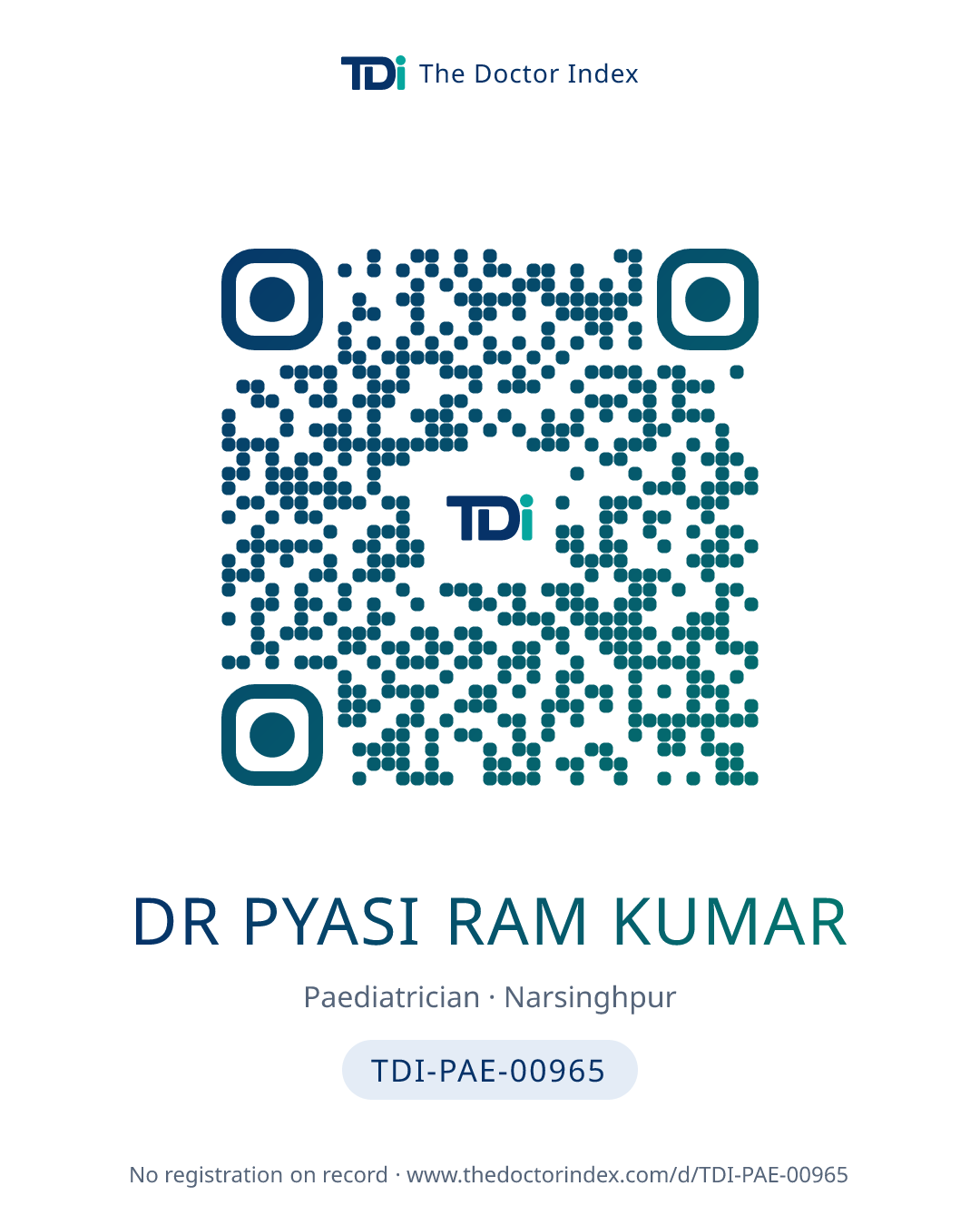 QR card for Dr Pyasi Ram Kumar, TDI-PAE-00965