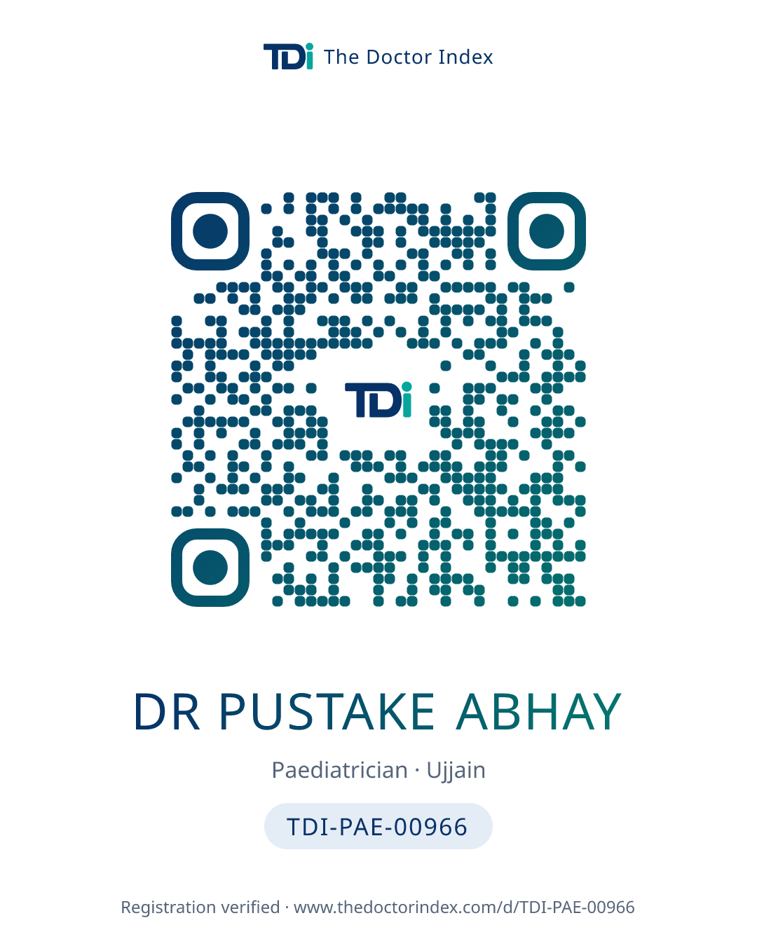 QR card for Dr Pustake Abhay, TDI-PAE-00966