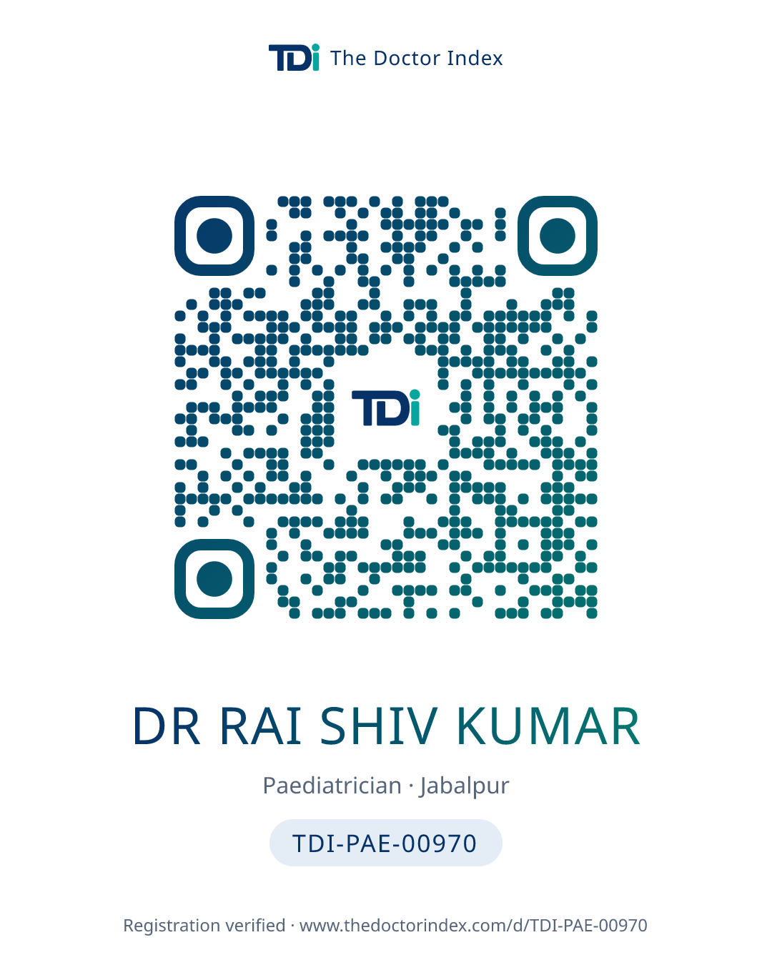 QR card for Dr Rai Shiv Kumar, TDI-PAE-00970