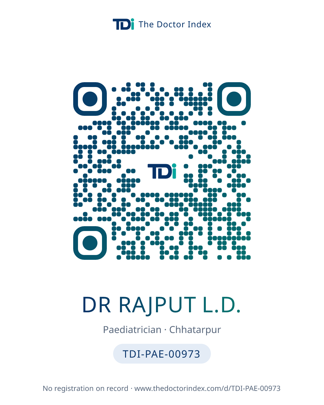 QR card for Dr Rajput L.D., TDI-PAE-00973