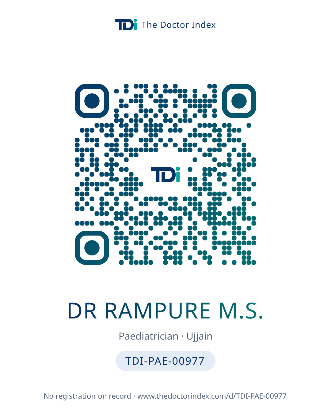 QR card for Dr Rampure M.S., TDI-PAE-00977