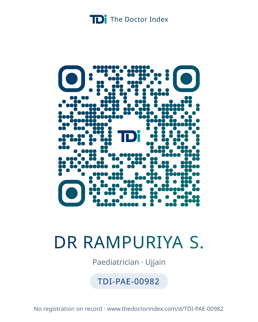 QR card for Dr Rampuriya S., TDI-PAE-00982