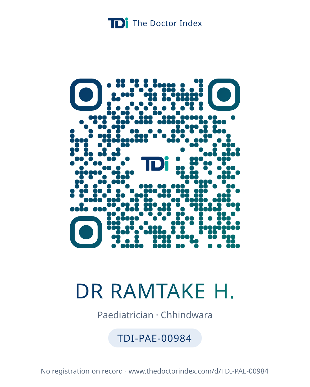 QR card for Dr Ramtake H., TDI-PAE-00984