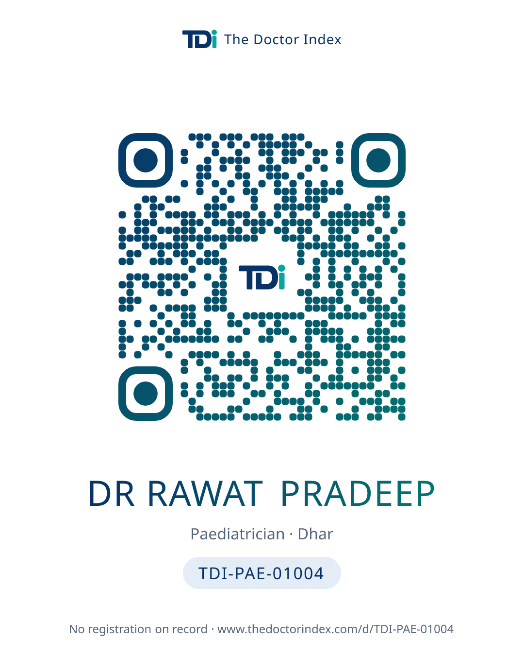 QR card for Dr Rawat Pradeep, TDI-PAE-01004