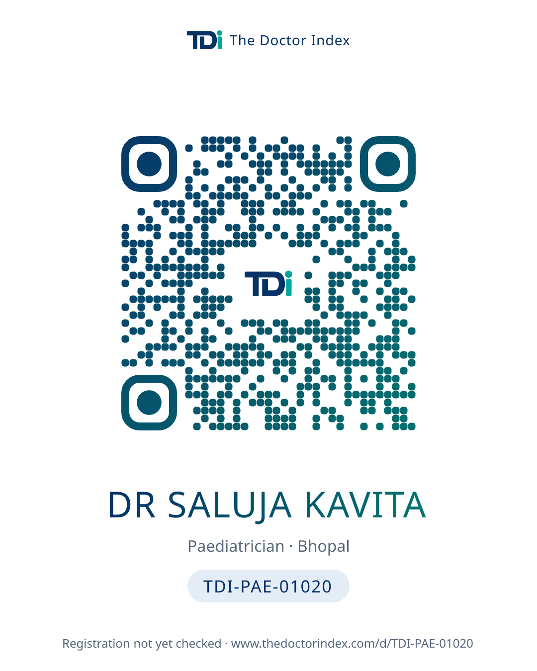 QR card for Dr Saluja Kavita, TDI-PAE-01020
