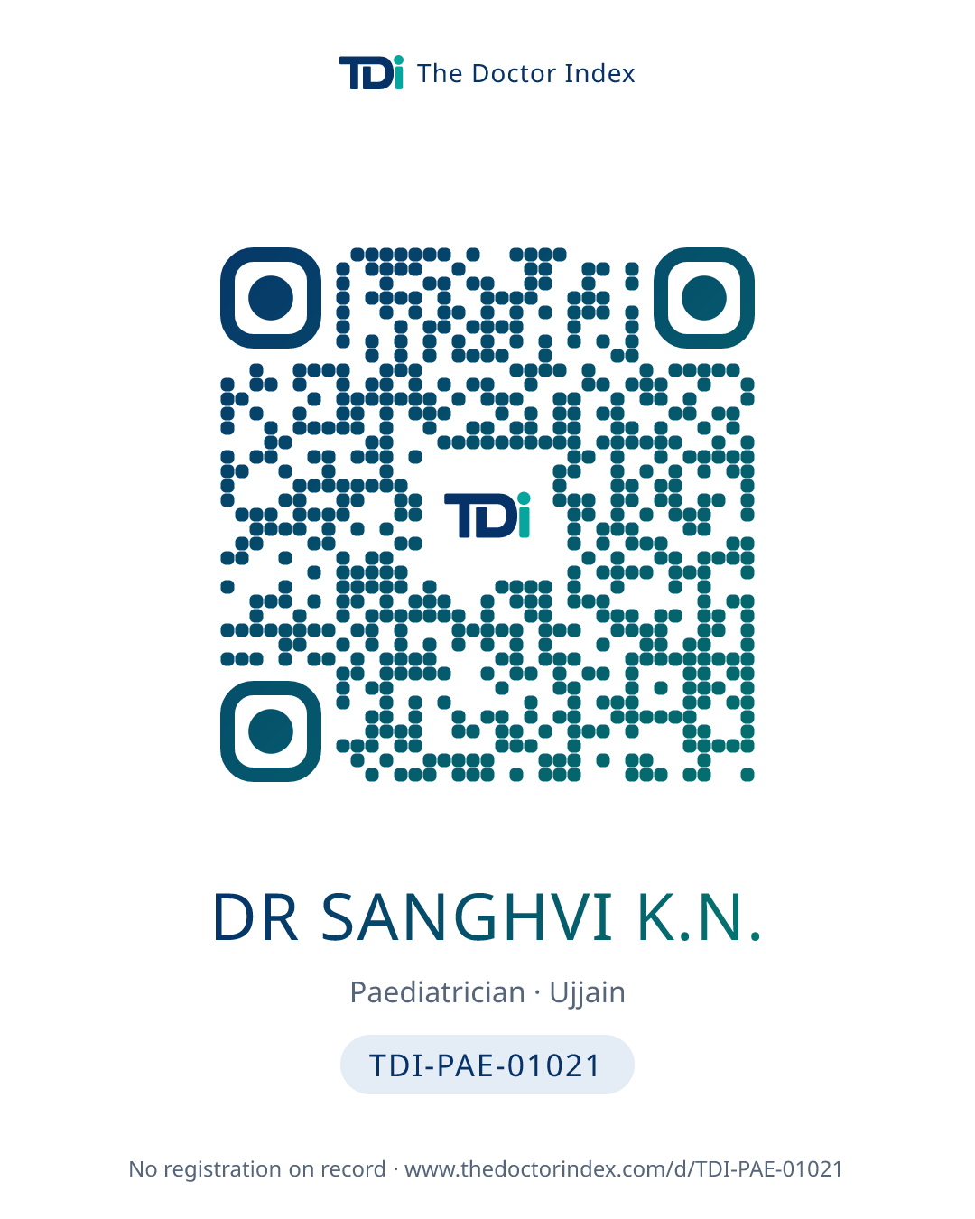 QR card for Dr Sanghvi K.N., TDI-PAE-01021