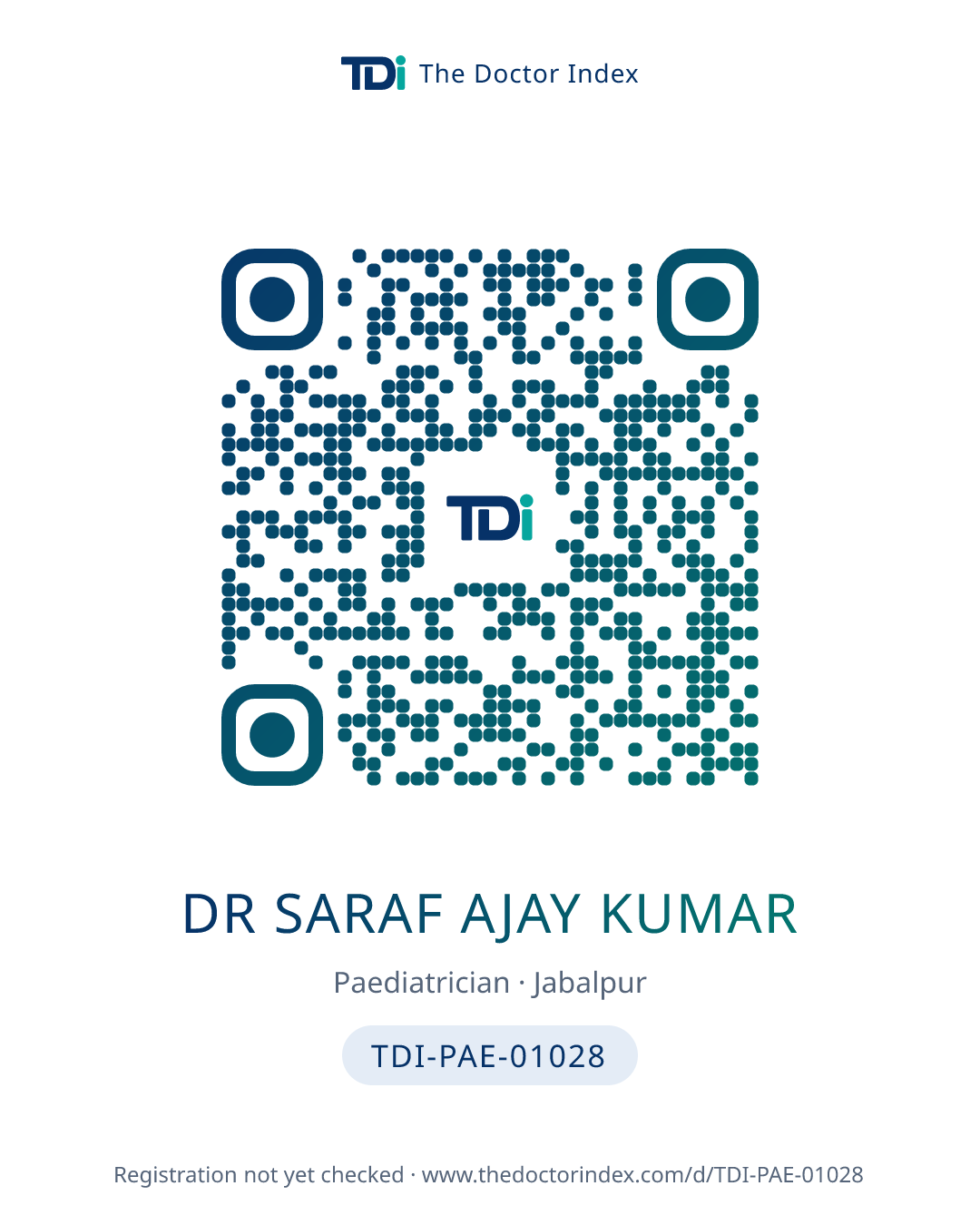 QR card for Dr Saraf Ajay Kumar, TDI-PAE-01028