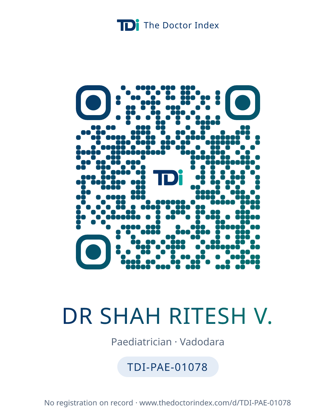 QR card for Dr Shah Ritesh V., TDI-PAE-01078
