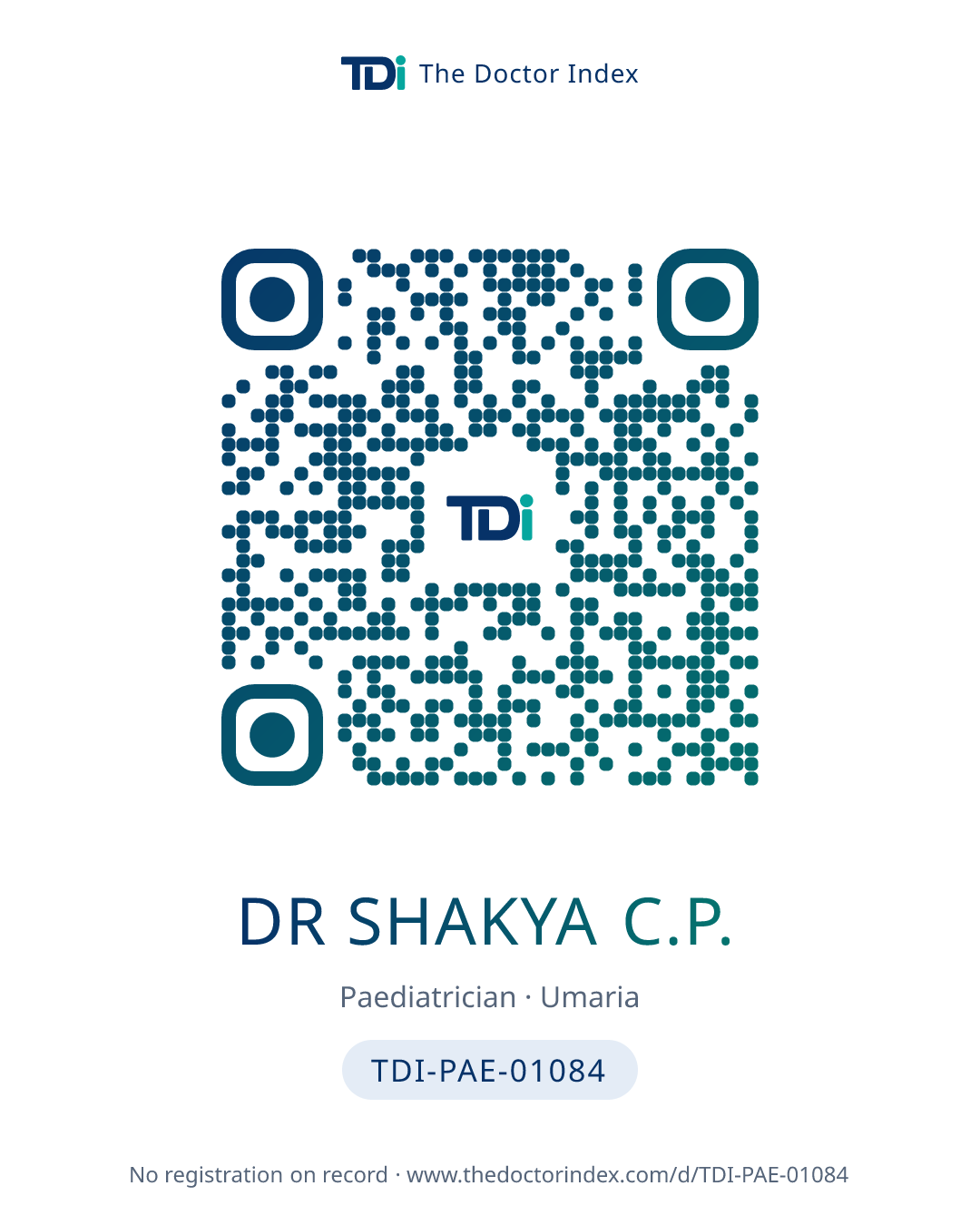QR card for Dr Shakya C.P., TDI-PAE-01084