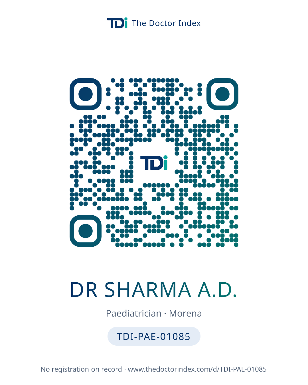 QR card for Dr Sharma A.D., TDI-PAE-01085