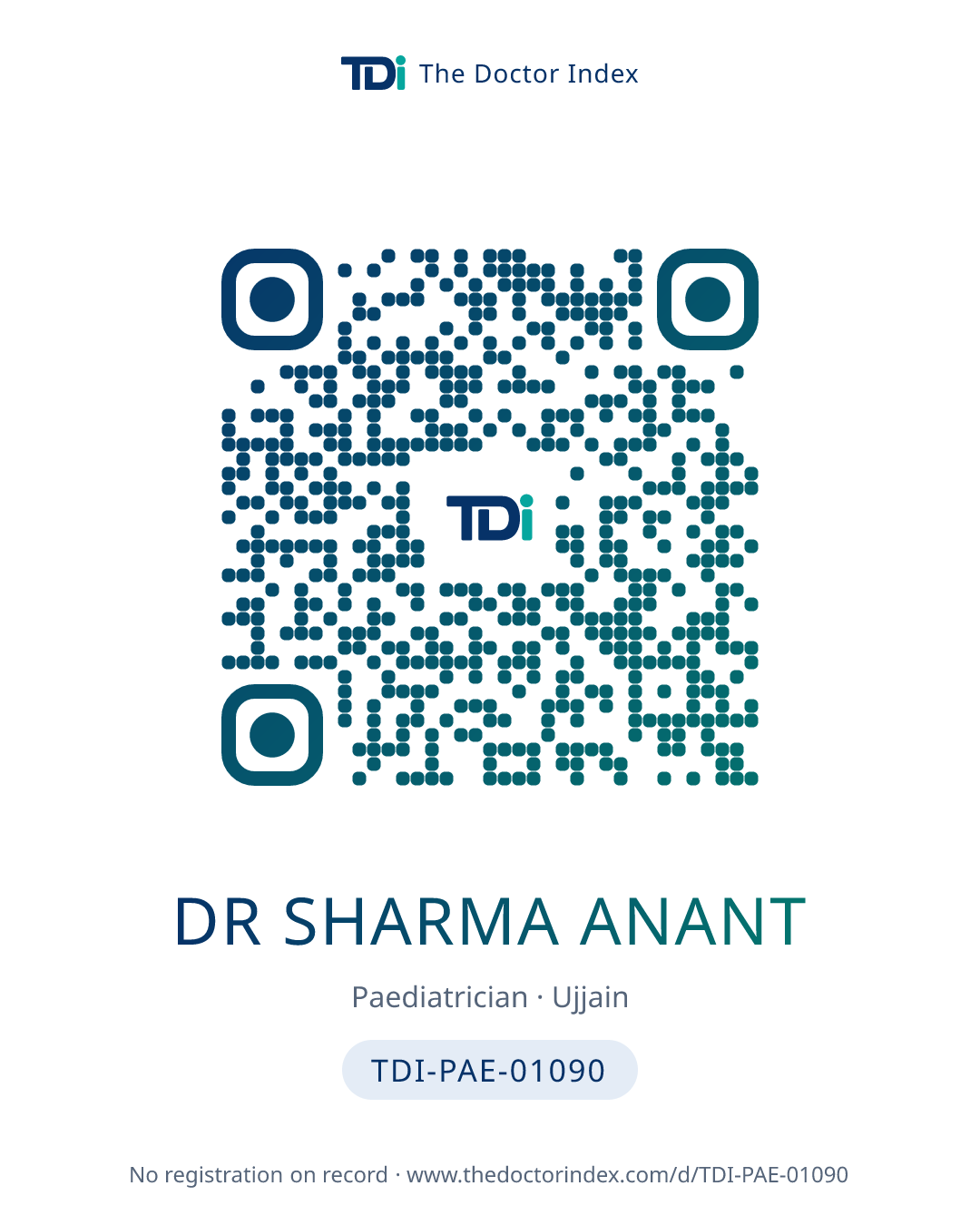 QR card for Dr Sharma Anant, TDI-PAE-01090