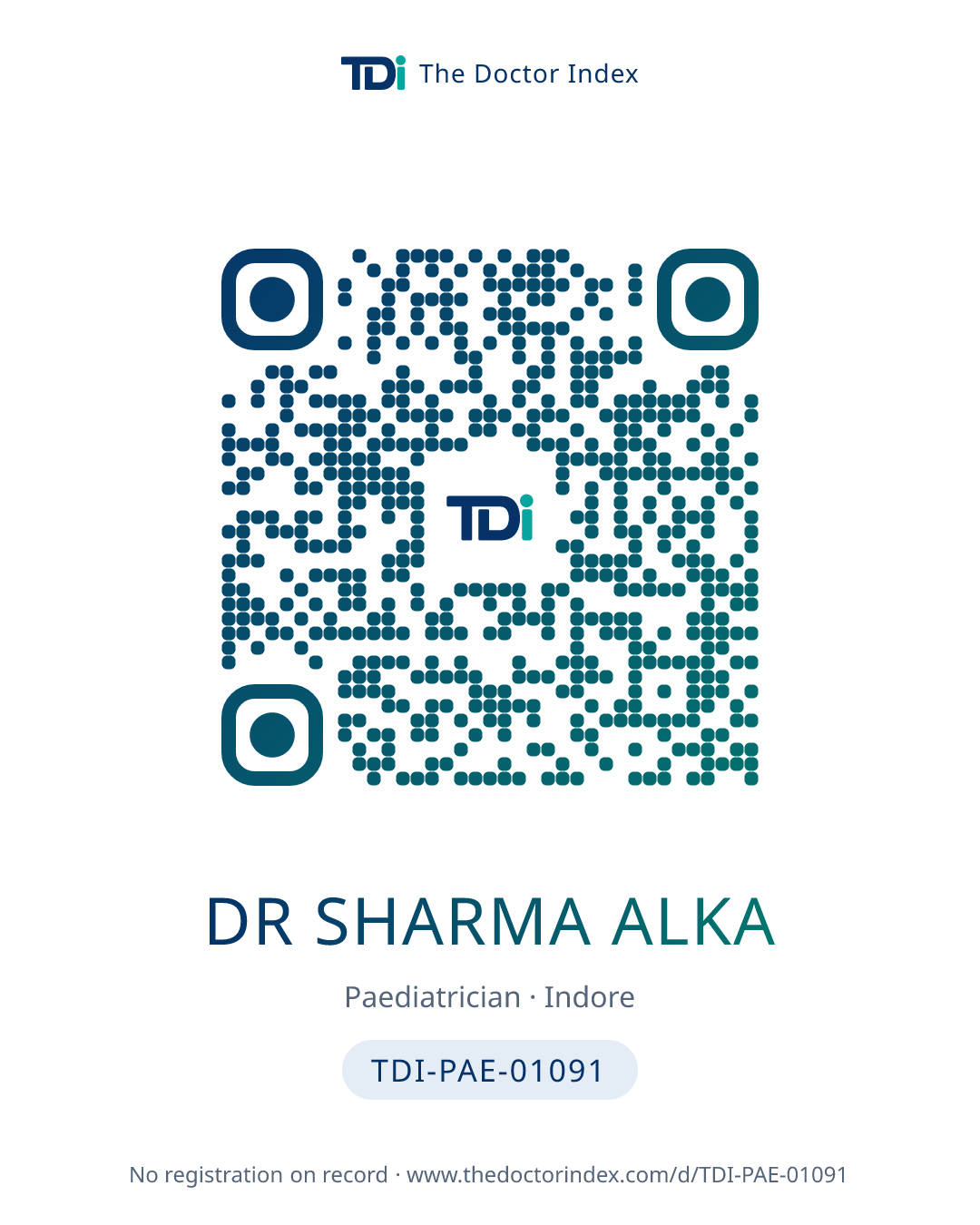 QR card for Dr Sharma Alka, TDI-PAE-01091