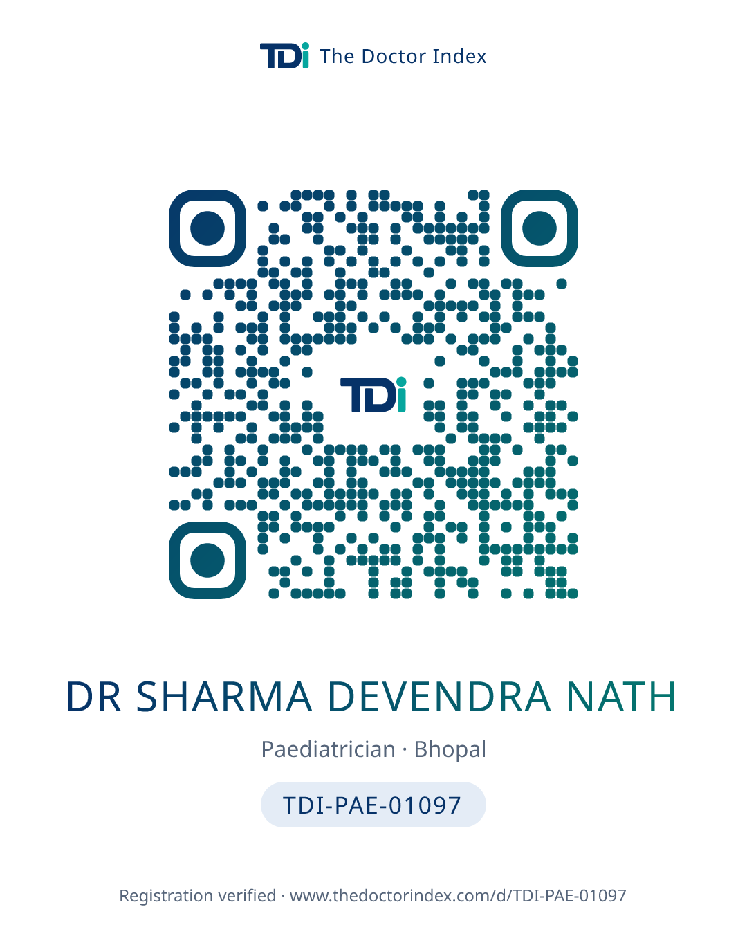 QR card for Dr Sharma Devendra Nath, TDI-PAE-01097