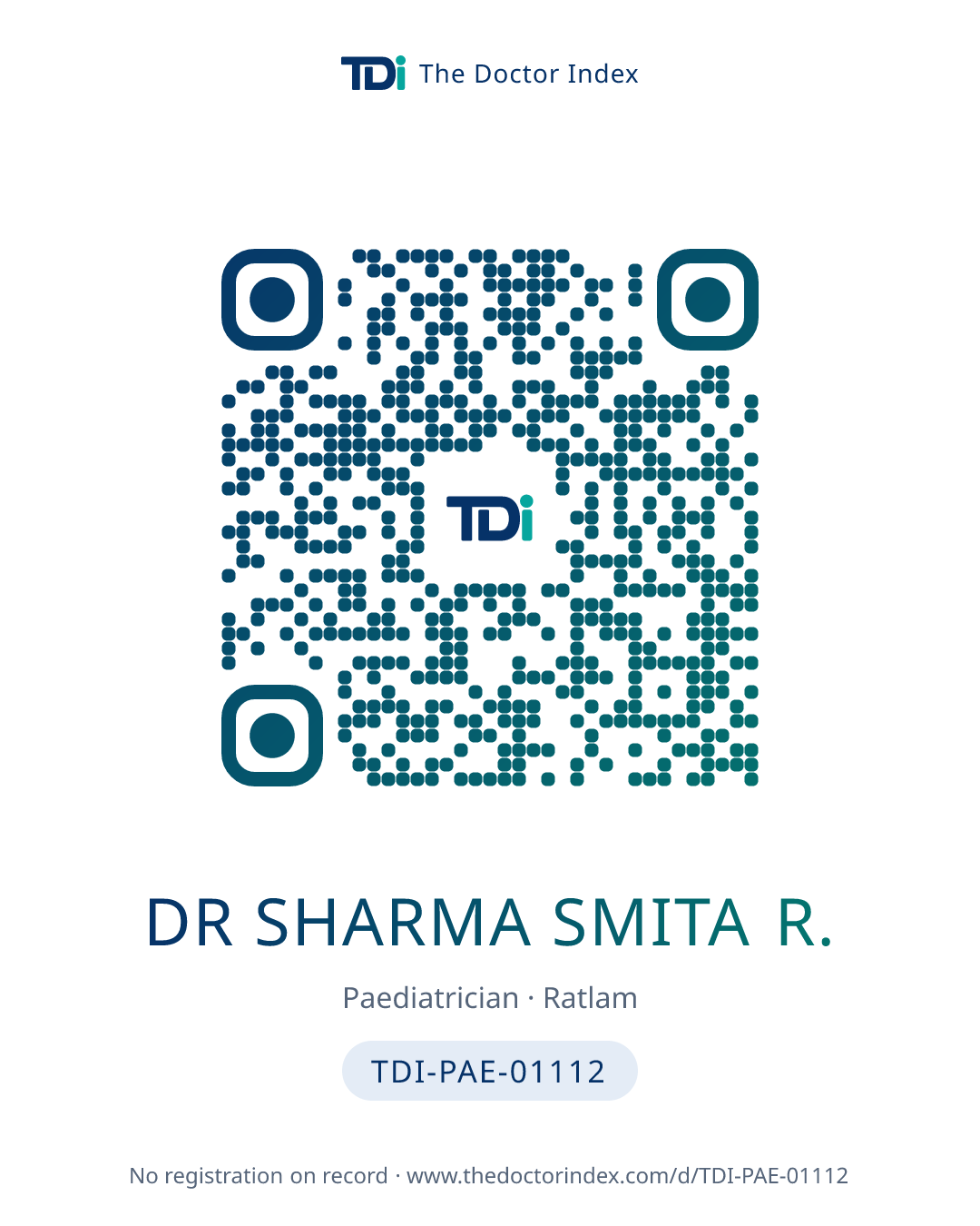 QR card for Dr Sharma Smita R., TDI-PAE-01112