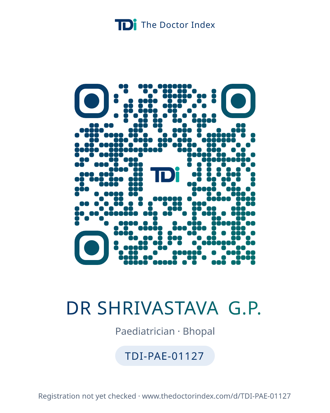 QR card for Dr Shrivastava G.P., TDI-PAE-01127