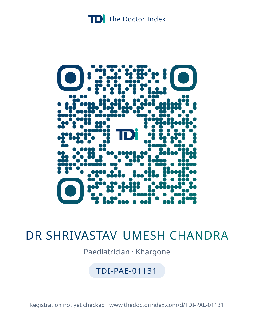QR card for Dr Shrivastav Umesh Chandra, TDI-PAE-01131