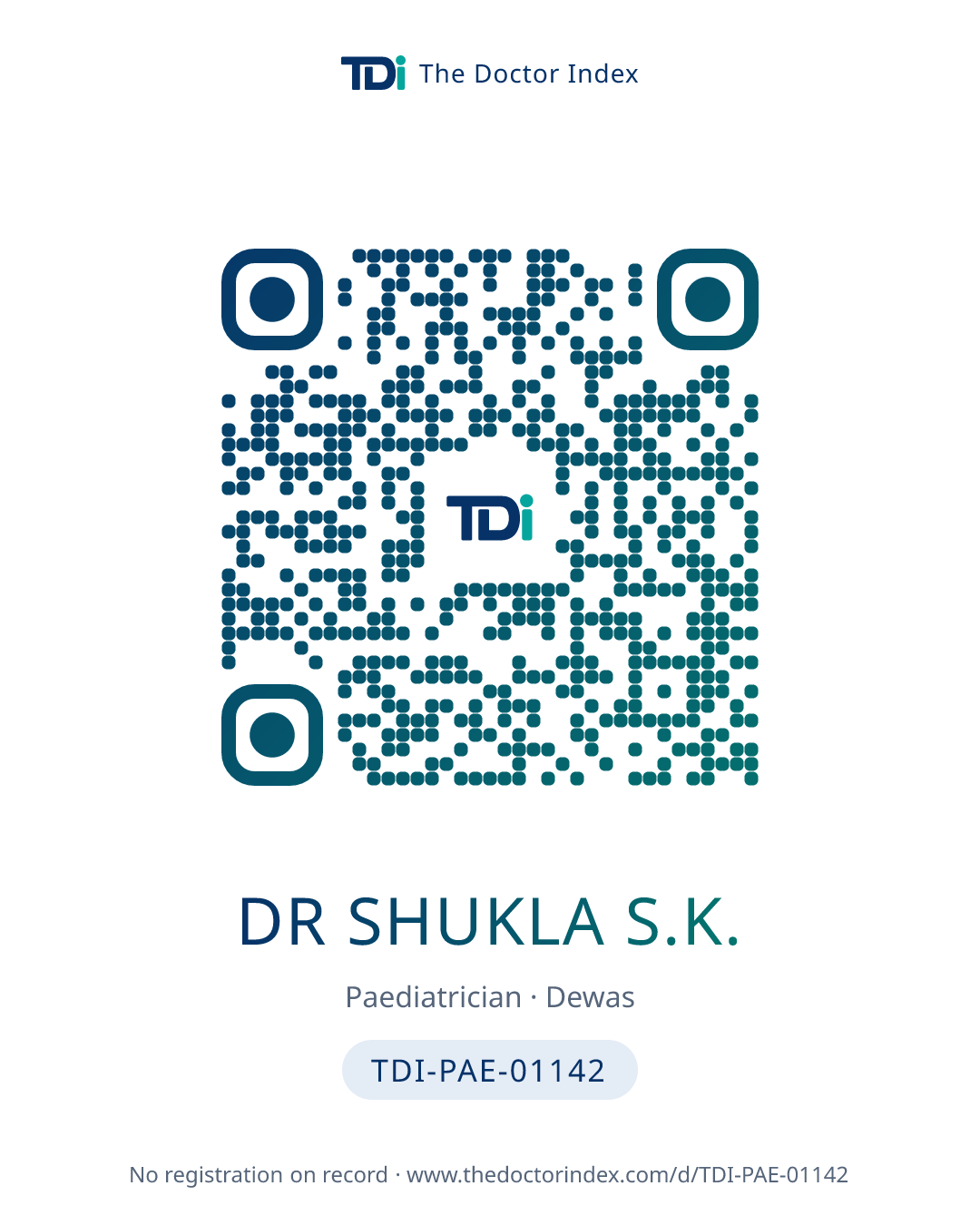 QR card for Dr Shukla S.K., TDI-PAE-01142