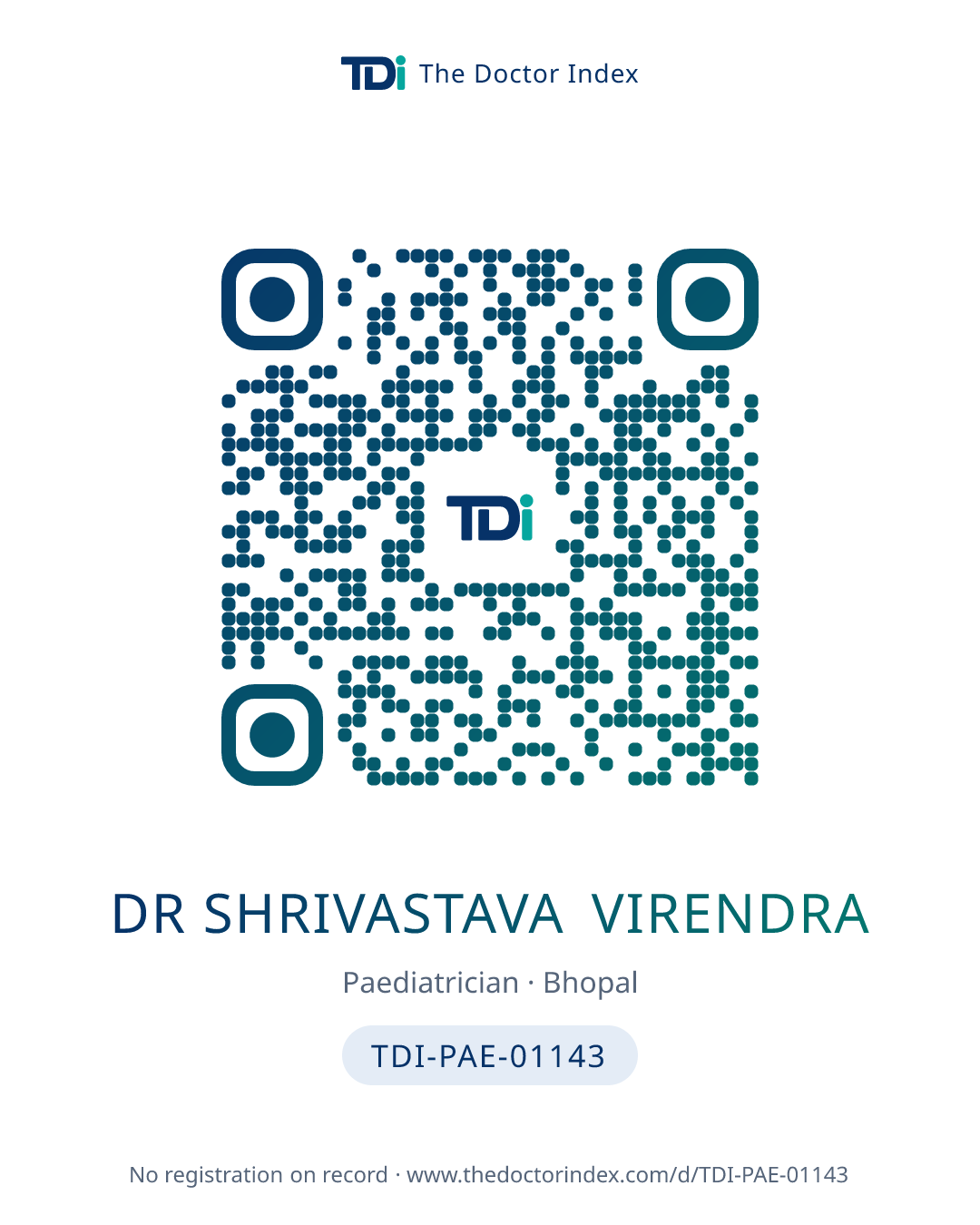 QR card for Dr Shrivastava Virendra, TDI-PAE-01143