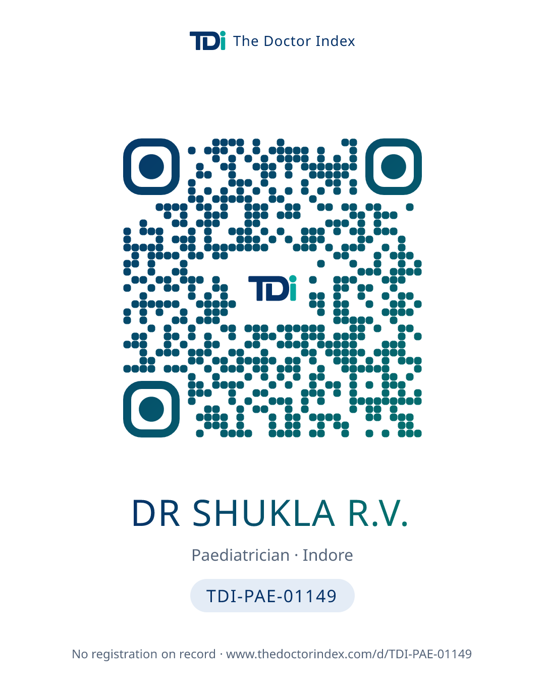 QR card for Dr Shukla R.V., TDI-PAE-01149