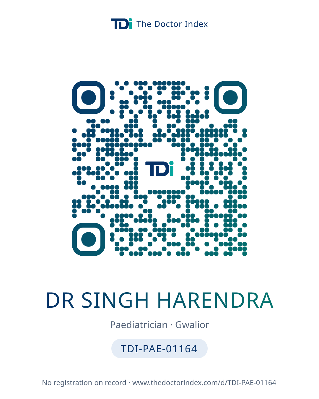QR card for Dr Singh Harendra, TDI-PAE-01164