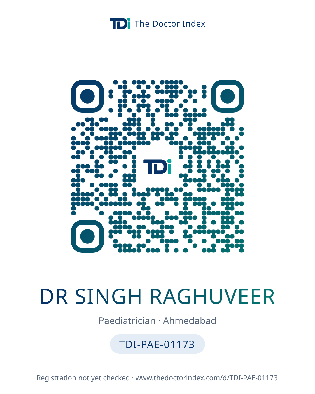 QR card for Dr Singh Raghuveer, TDI-PAE-01173