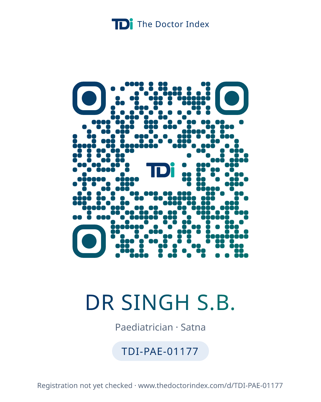 QR card for Dr Singh S.B., TDI-PAE-01177