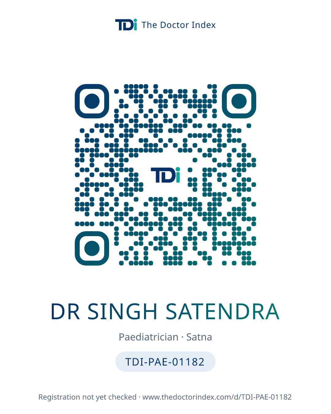 QR card for Dr Singh Satendra, TDI-PAE-01182