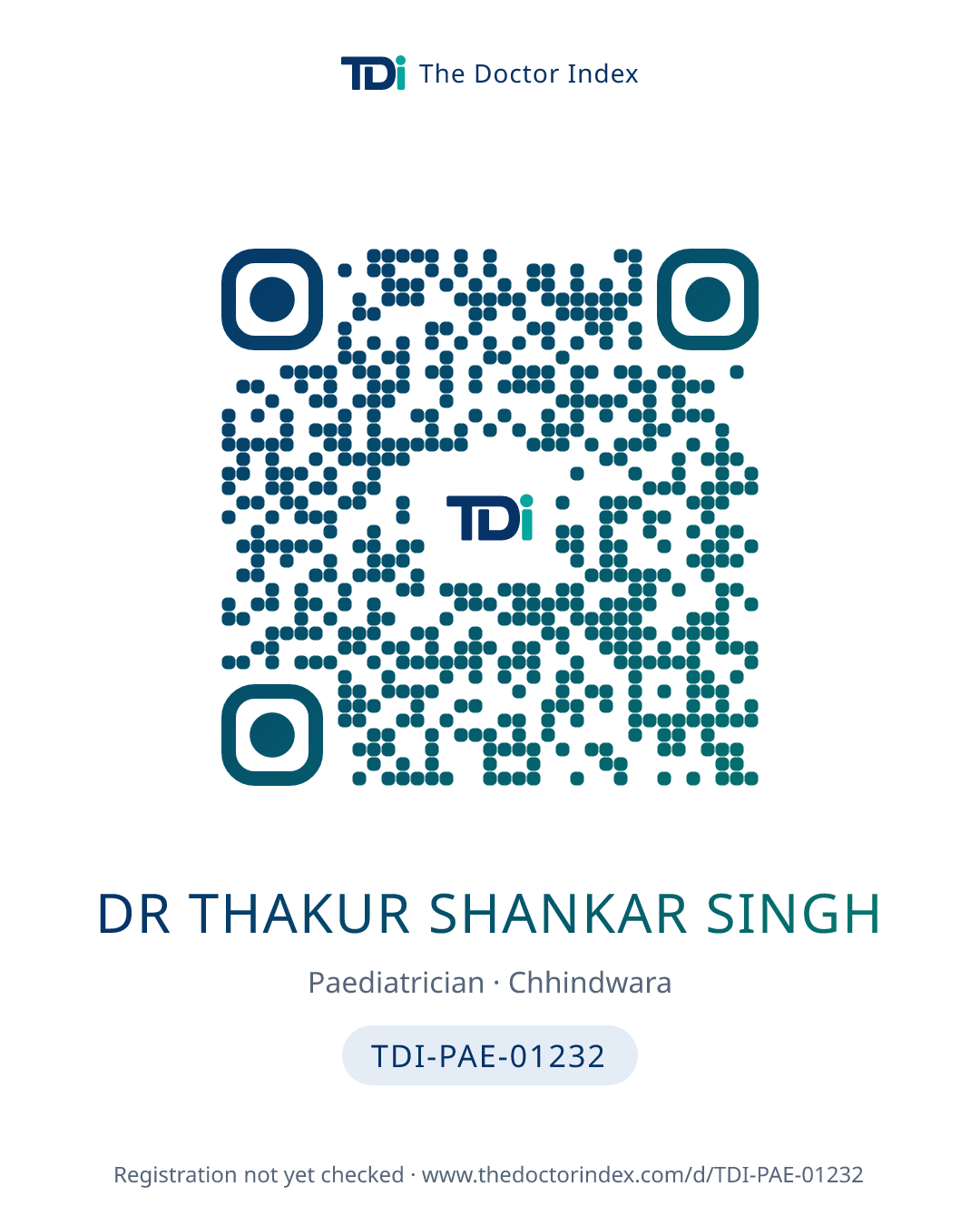 QR card for Dr Thakur Shankar Singh, TDI-PAE-01232