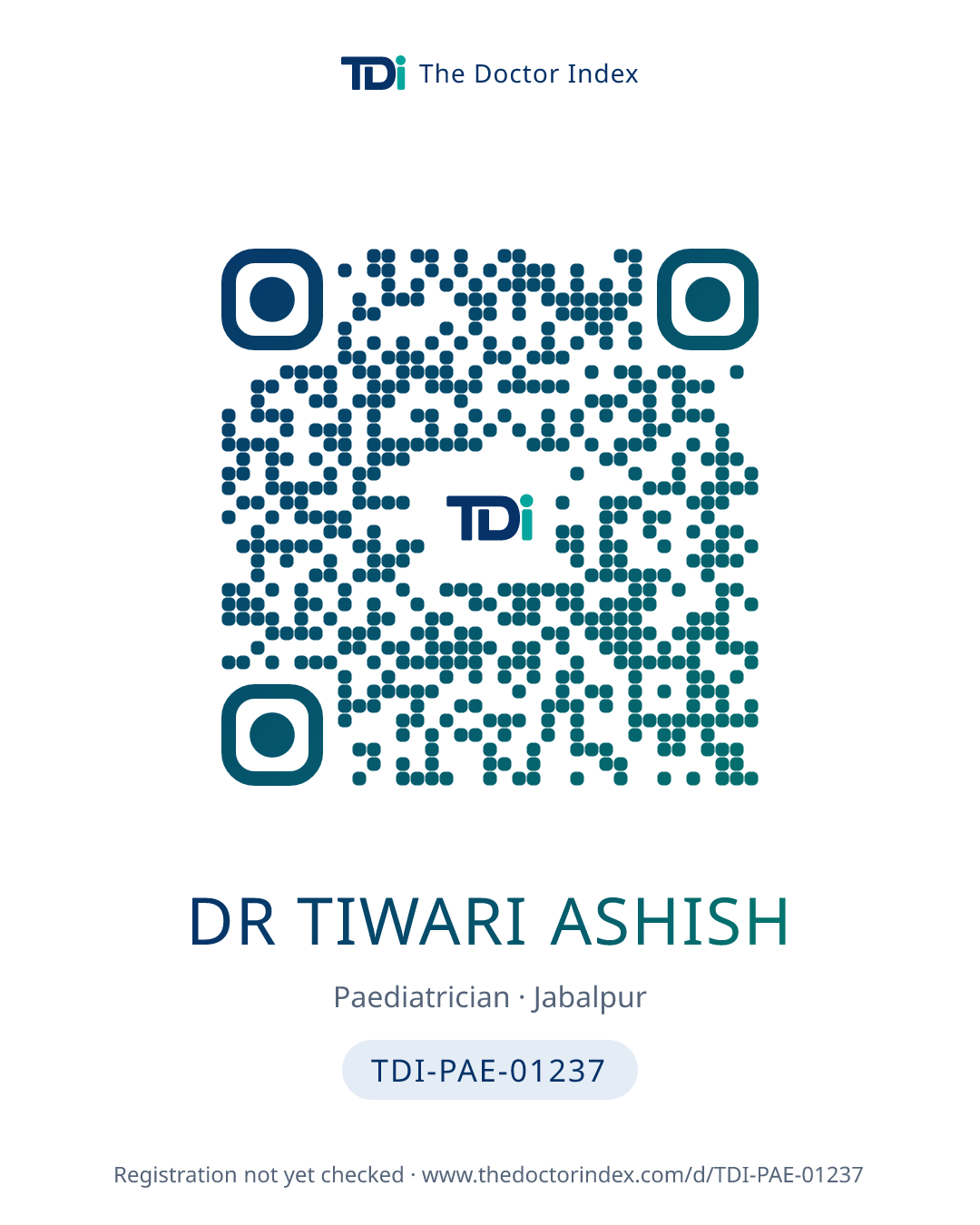 QR card for Dr Tiwari Ashish, TDI-PAE-01237