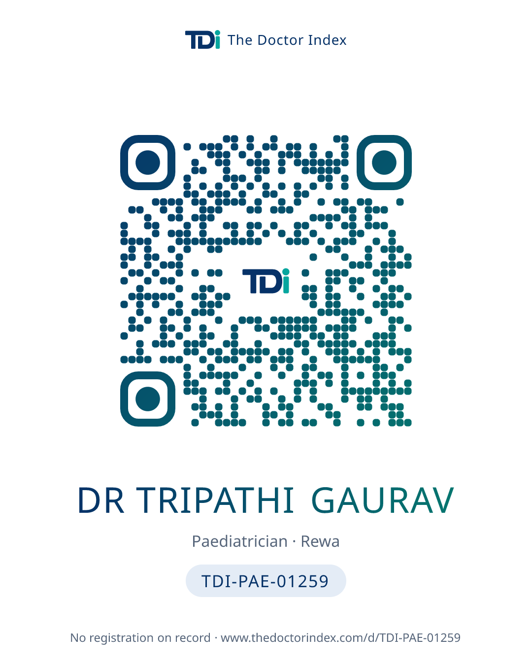 QR card for Dr Tripathi Gaurav, TDI-PAE-01259