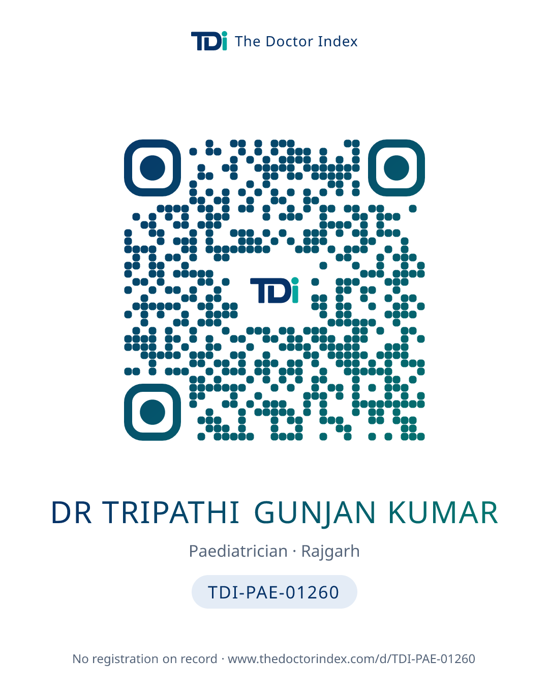 QR card for Dr Tripathi Gunjan Kumar, TDI-PAE-01260