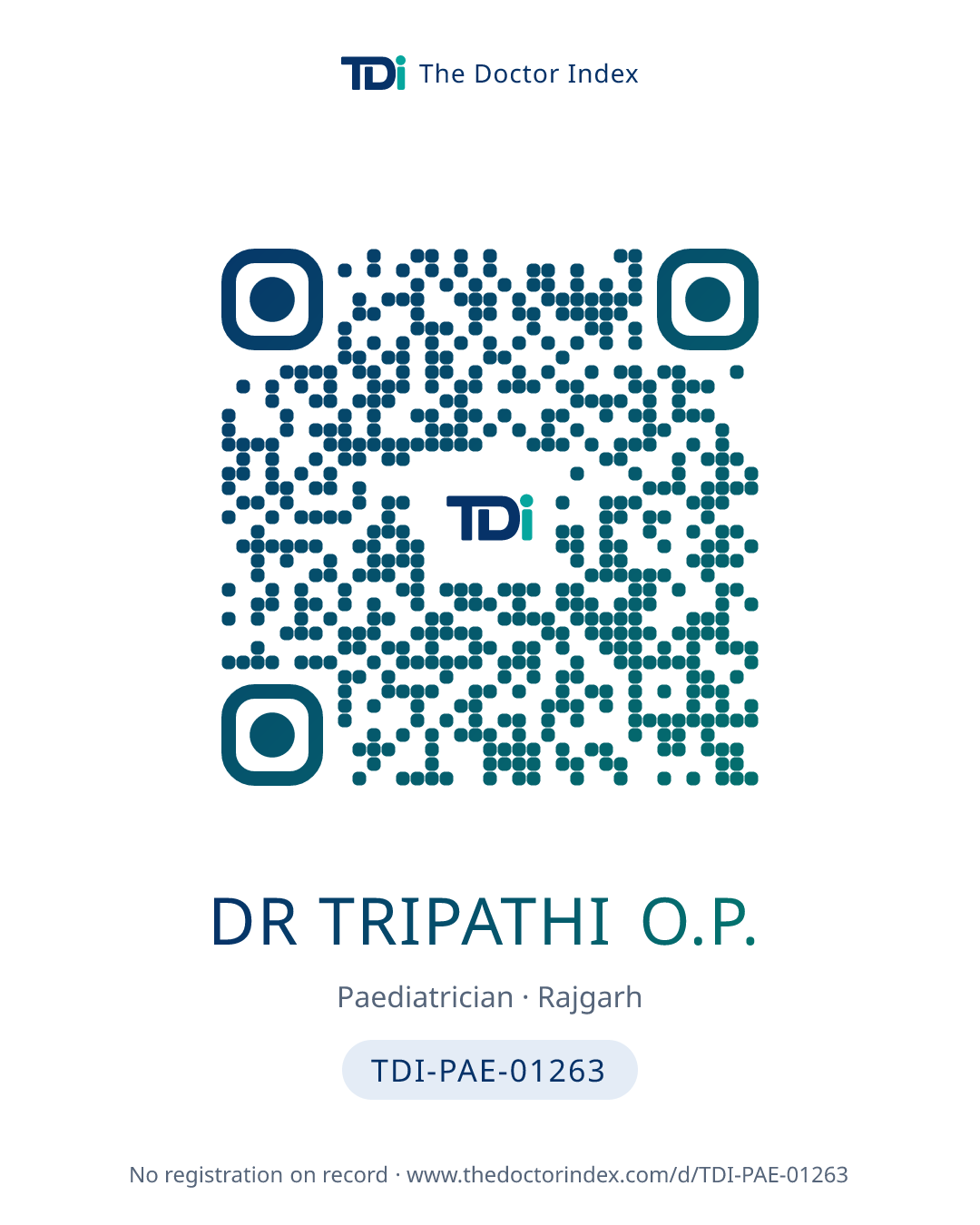 QR card for Dr Tripathi O.P., TDI-PAE-01263