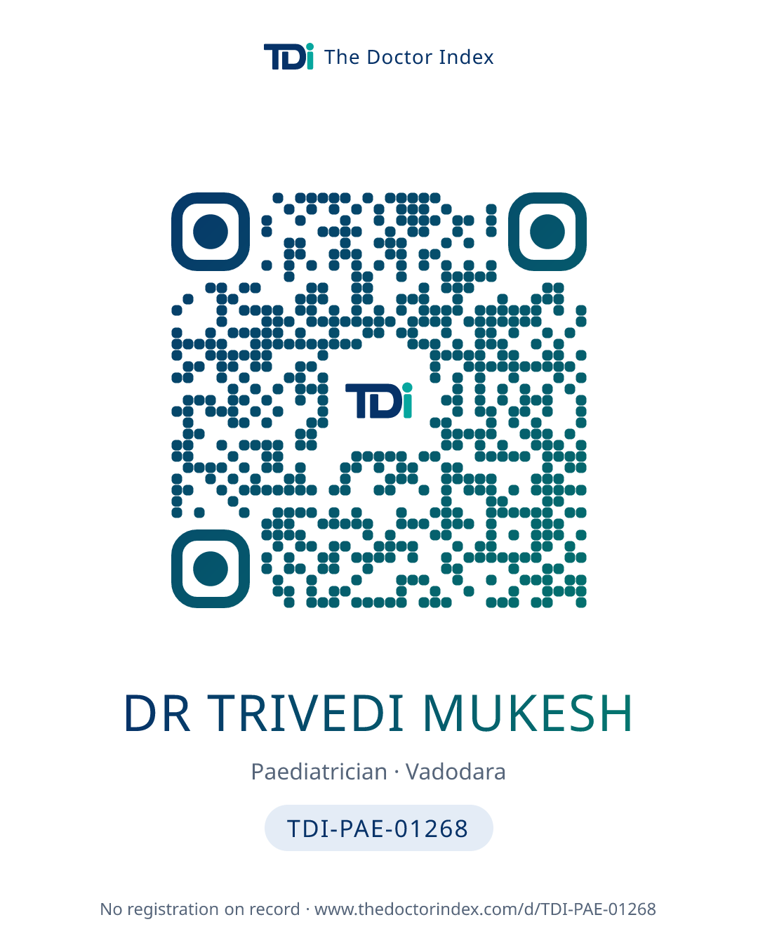 QR card for Dr Trivedi Mukesh, TDI-PAE-01268