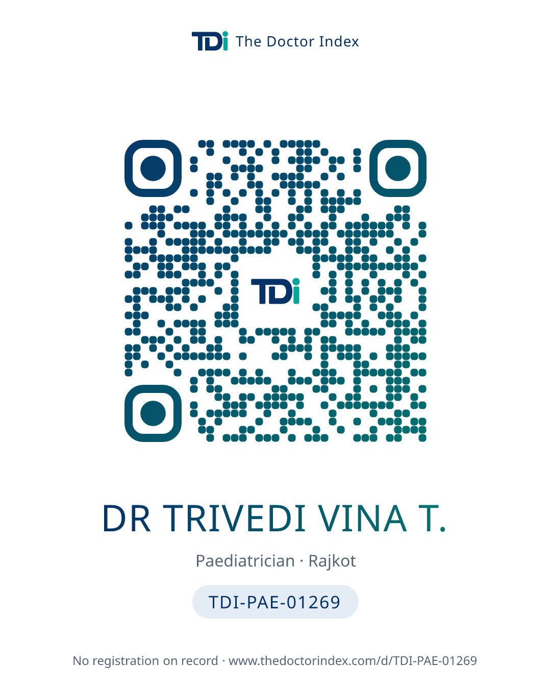 QR card for Dr Trivedi Vina T., TDI-PAE-01269