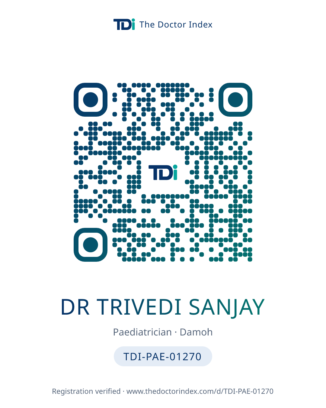 QR card for Dr Trivedi Sanjay, TDI-PAE-01270