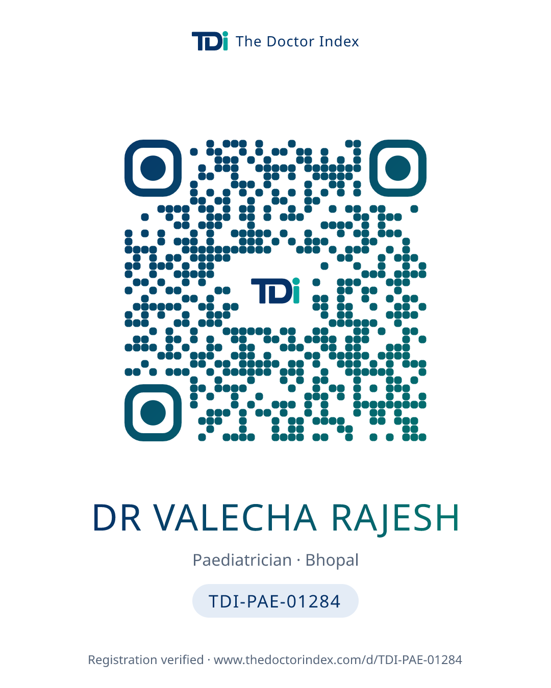 QR card for Dr Valecha Rajesh, TDI-PAE-01284