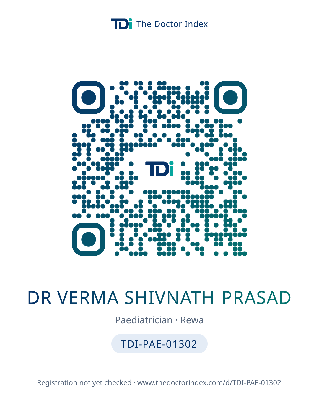 QR card for Dr Verma Shivnath Prasad, TDI-PAE-01302