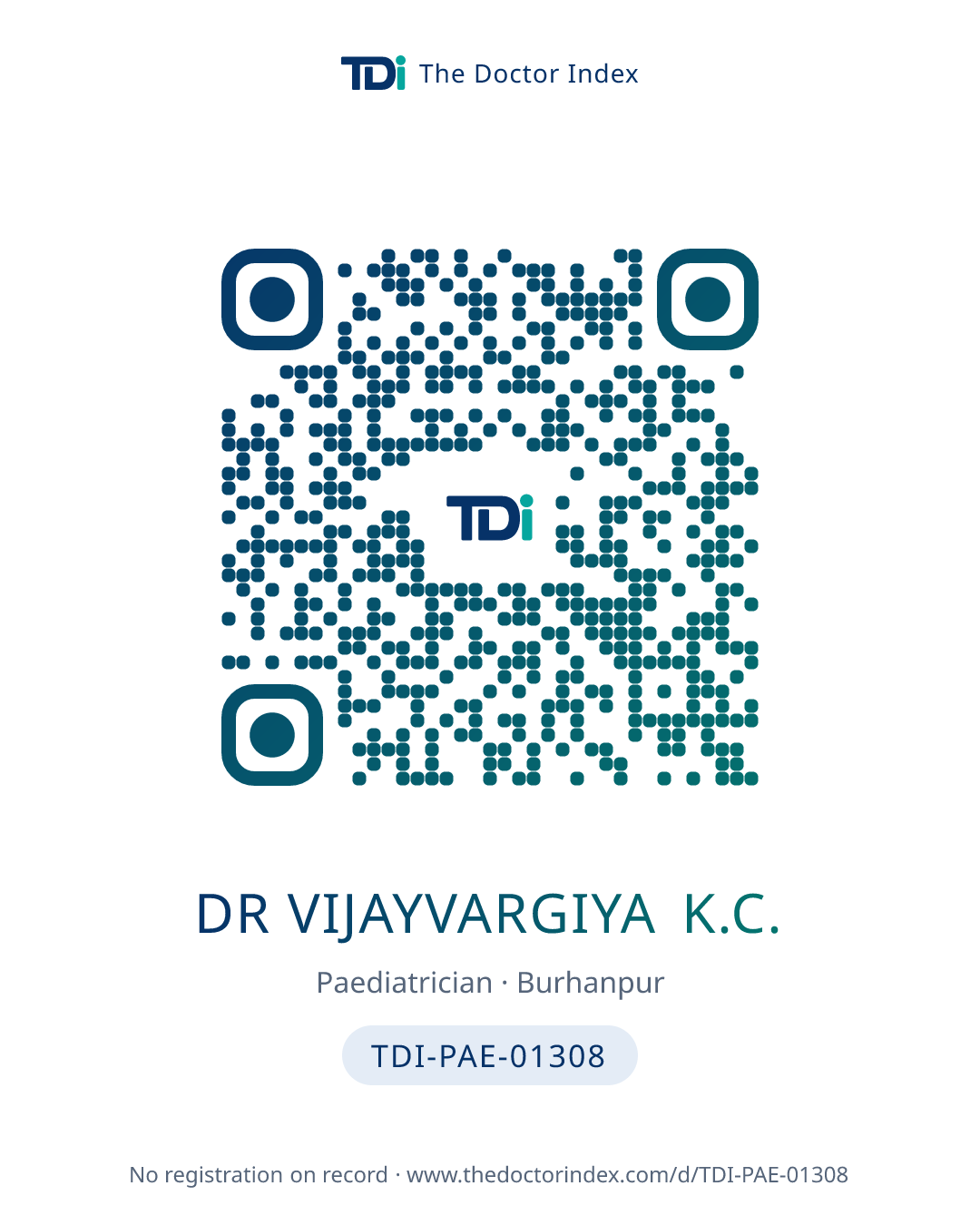 QR card for Dr Vijayvargiya K.C., TDI-PAE-01308