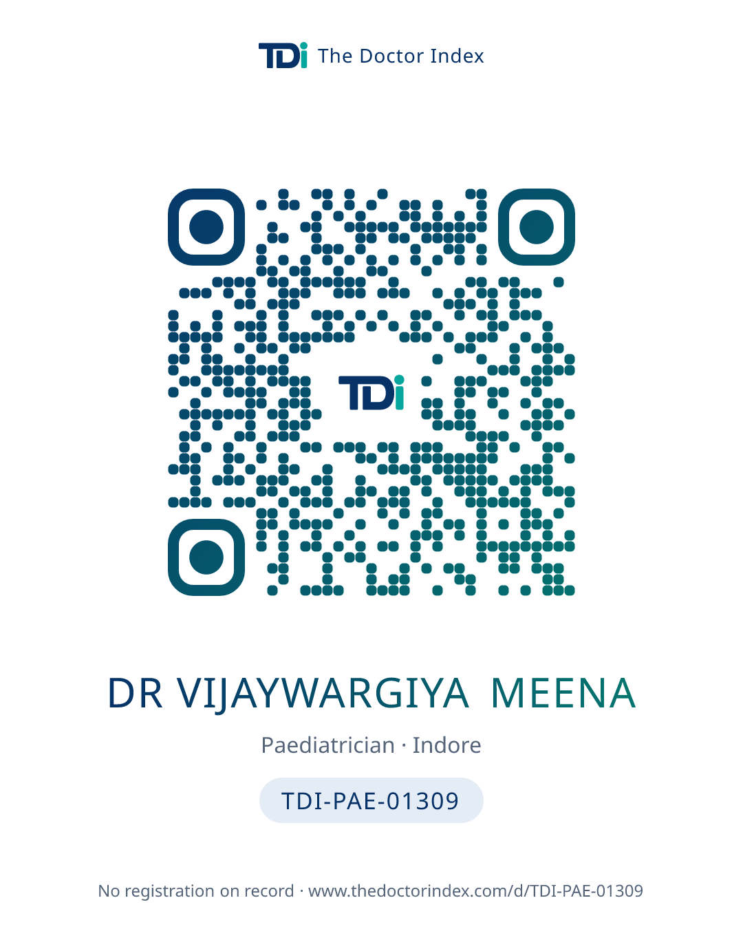 QR card for Dr Vijaywargiya Meena, TDI-PAE-01309
